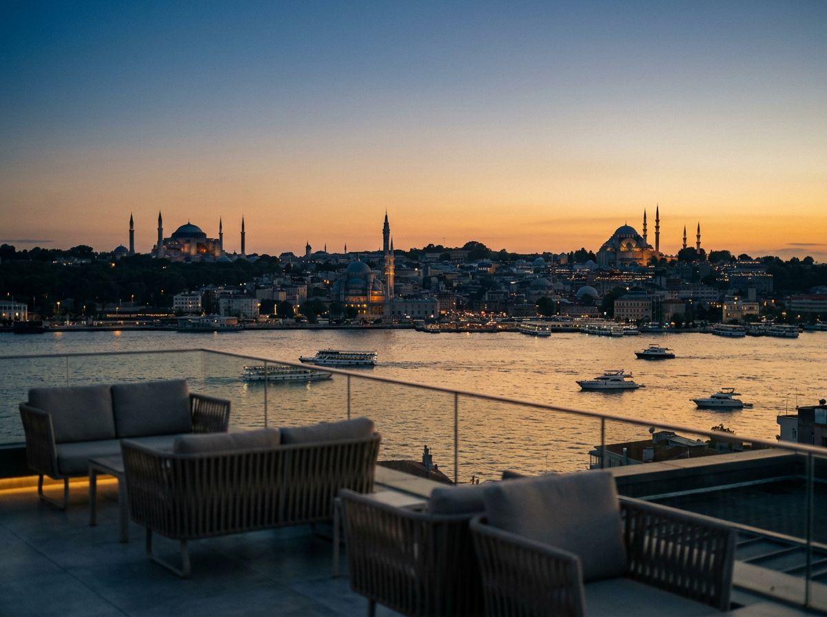 Istanbul rooftops at dusk — the world's hair transplant capital